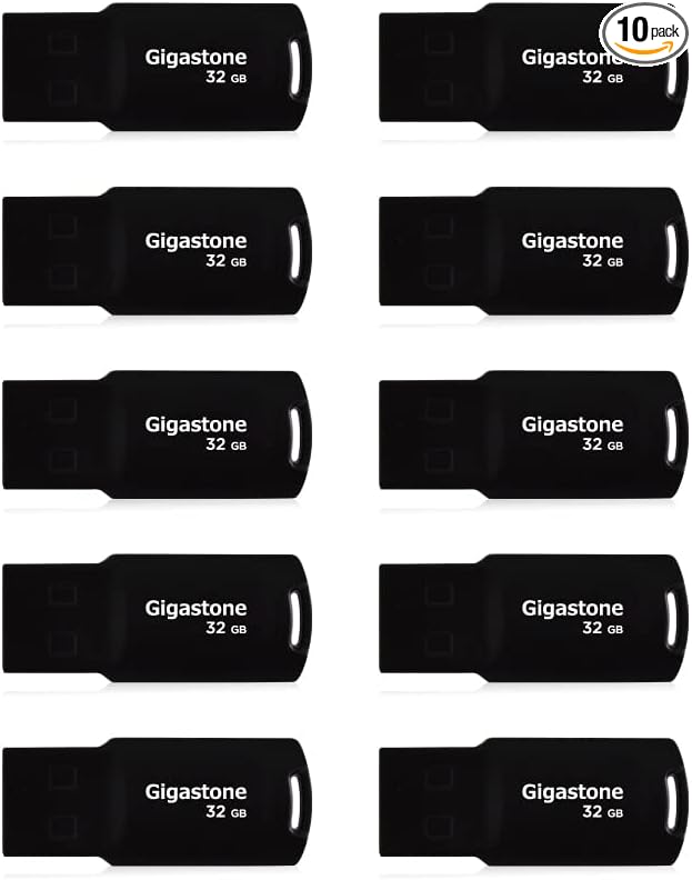 GIGASTONE V70 32GB 10-Pack USB 2.0 Flash Drive Thumb Drive Memory Stick Pen Drive Capless Design Pen Drive