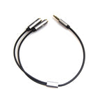 REXUS Grey 3.5mm Y Splitter Stereo Audio Cable 4-Pole Male to 2 Female for Headphone, Headset Splitter Adapter Extension Aux Cable, Compatible MobilePhone and New Version Laptop(M22F35G)