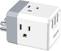 3-Outlet USB Wall Charger and Extender with 3-Way Splitter, ETL Listed - for Home, Office, Cruise Ship