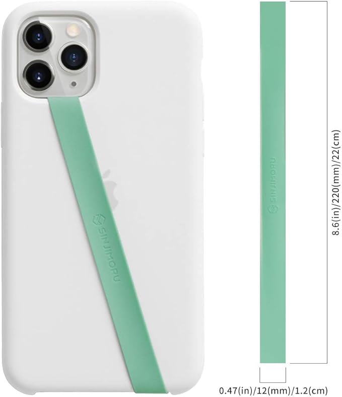 Sinjimoru Stretchable Silicone Phone Strap, Flexible and Elastic Grip Holder for iPhone & Android, Secure Phone Loops Finger Grip with Wireless Charging Support Sinji Loop Mint