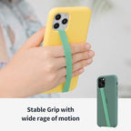 Sinjimoru Stretchable Silicone Phone Strap, Flexible and Elastic Grip Holder for iPhone & Android, Secure Phone Loops Finger Grip with Wireless Charging Support Sinji Loop Olive Grey