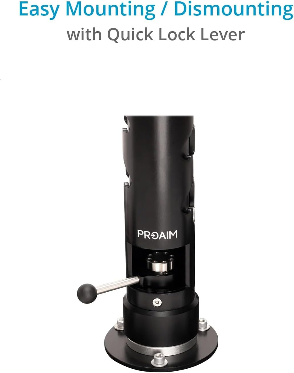 PROAIM Telescopic 27"- 42" Bazooka with Euro/Elemac Mount & Quick Lock Lever. for Camera Dolly/Slider/Jib/Crane Setup. Payload up to 200kg / 441lb. (BZ-286-00)