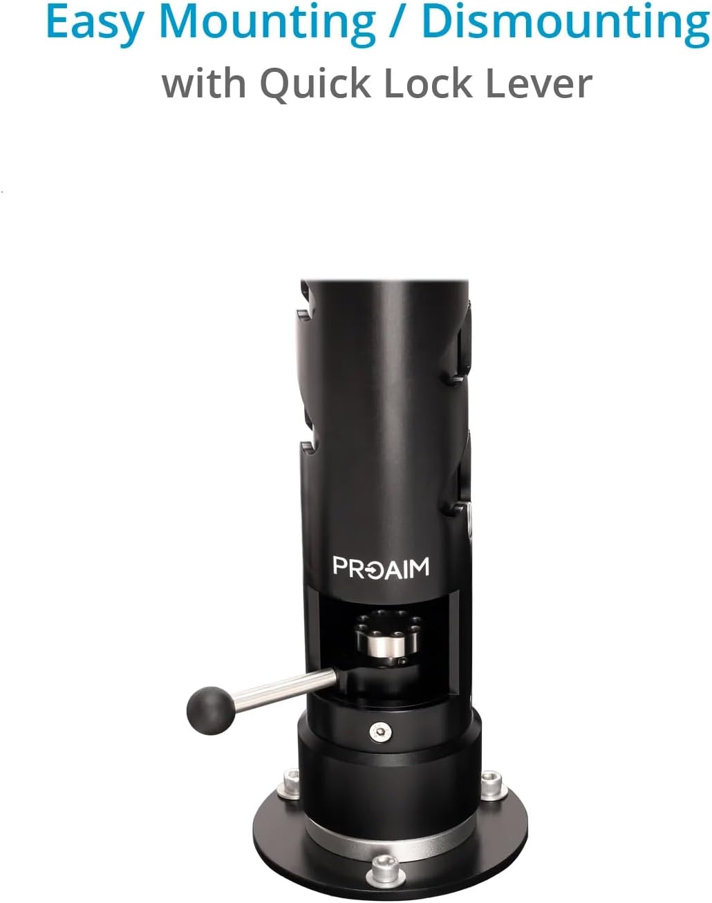 PROAIM Telescopic 27"- 42" Bazooka with Euro/Elemac Mount & Quick Lock Lever. for Camera Dolly/Slider/Jib/Crane Setup. Payload up to 200kg / 441lb. (BZ-286-00)