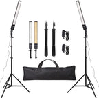 2 Packs LED Photography Lighting Dimmable 3200K-5500K LED Video Light Photo Studio Light Kit with Tripod Stand Bag for Camera Video Studio YouTube Product Portrait Live Streaming