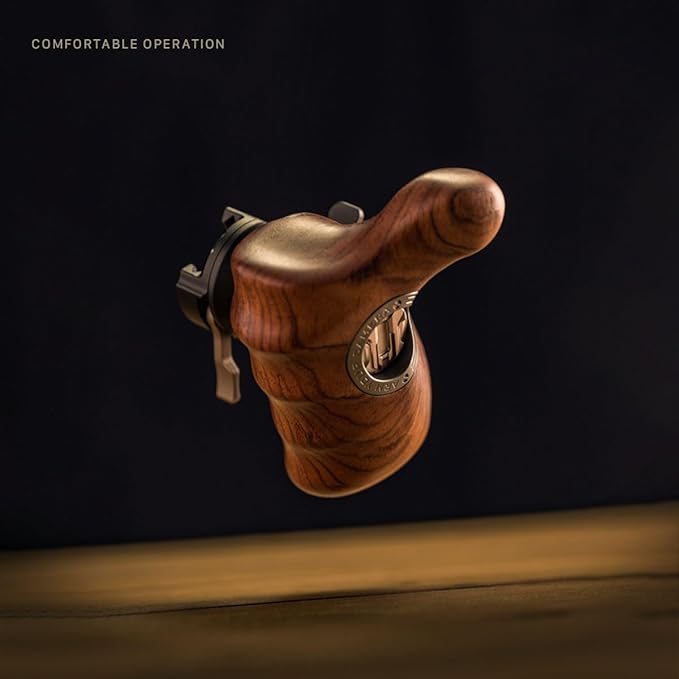 Tilta Advanced Left Side Wooden Handle (ARRI Rosette - Type X) | Black Walnut Wood & Aluminum Alloy Build | Quick Release Button