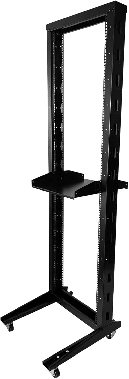 2 Post 42U Open Frame Server Rack 2-Post Server Rack Network Rack,with Movable casters，No Tray Included,for 19 Inch Equipment, Networking Data & IT Devices,1080lbs Weight Capacity(2P-DL-42U)