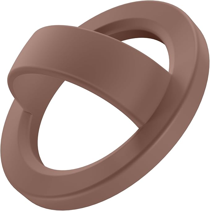 Magnetic Phone Grip, Removable Loop Grip with Soft Finger Strap, Silicone Phone Ring Holder for Back of Phone for iPhone 16/15/14/13/12 Pro Max/Plus, Brown