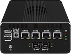 CWWK Intel Alder Lake N100(4C/4T Up to 3.4GHz)/N305(8C/8T Up to 3.8GHz) Dual SFP+10GbE Mini PC|4xIntel I226-V 2.5GbE |DDR5 Memory|PCI-E x4|HDMI+DP+Type-C (10 Gigabit N305, 8G RAM 256G SSD)