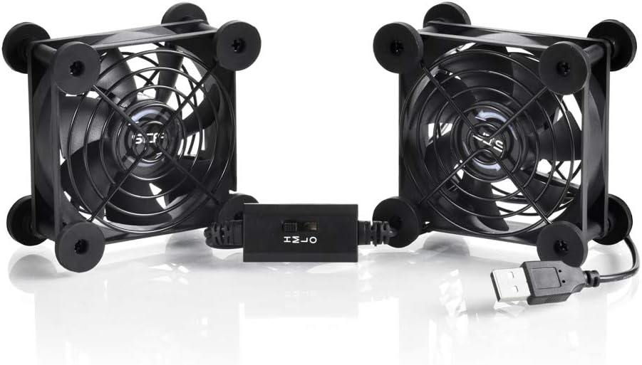 Dual 80mm USB Speed Control Fan, 5V Portable Cooling Fan for Flat-Screen TV Receiver Router DVR PlayStation Xbox Computer Cabinet Cooler