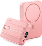 LVFAN for Magsafe Power Bank 10000mAh, Fast Charging Wireless Magnetic Portable Charger with Built-in USB C in&Out Cable, Travel LED Display Battery Pack for iPhone 17 16 15 14 13 12