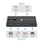 USB C Switch&USB A Switch 2 in 1,USB switcher 2 Computers Sharing USB C & A Devices, 4 Port USB Switcher Sharing Keyboard and Mouse/Printer/Scanner USB 3.0 KVM Switch(Not Support Charging/Monitor)