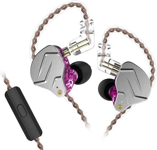 KZ ZSN Pro Wired Earbuds in-Ear Headphones with 3.5mm Plug,Microphone with Built-in Remote to Control Music, Phone Calls,in-Ear Monitors with 2 Pin Detachable Tangle-Free Cable(Purple with Mic)