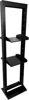 2 Post 42U Open Frame Server Rack 2-Post Server Rack Network Rack,Comes with 2 Center Trays,for 19 Inch Equipment, Networking Data & IT Devices,1300lbs Weight Capacity Rack(2P-LD-42)