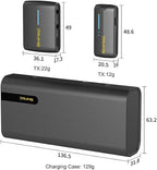 7RYMS iRay DW40 Wireless Lavalier Microphone with Four Transmitters One Charging Case Support AI Denoise, 48kHz/24bit Recording for Video Vlog, Interview, Live Streaming, Podcasting-Black