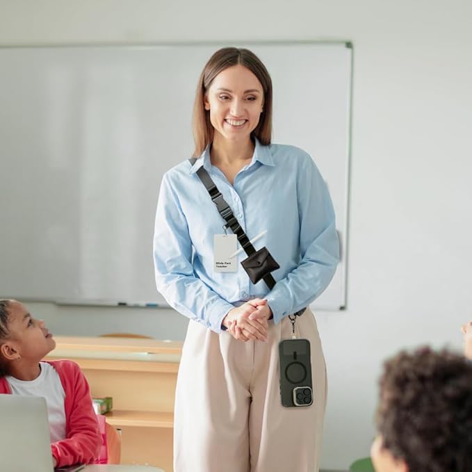 25mm Crossbody Phone Lanyard, Anti-Theft Crossbody Phone Strap for iPhone 16 Pro Max and Most Smartphones, Cell Phone Neck Lanyard w/ 2 Non-Adhesive Tether Tabs for Men and Women, Black