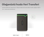 Transcend 2TB USB 3.1 Gen 1 StoreJet 25M3G SJ25M3G Rugged External Hard Drive TS2TSJ25M3G, Military Green