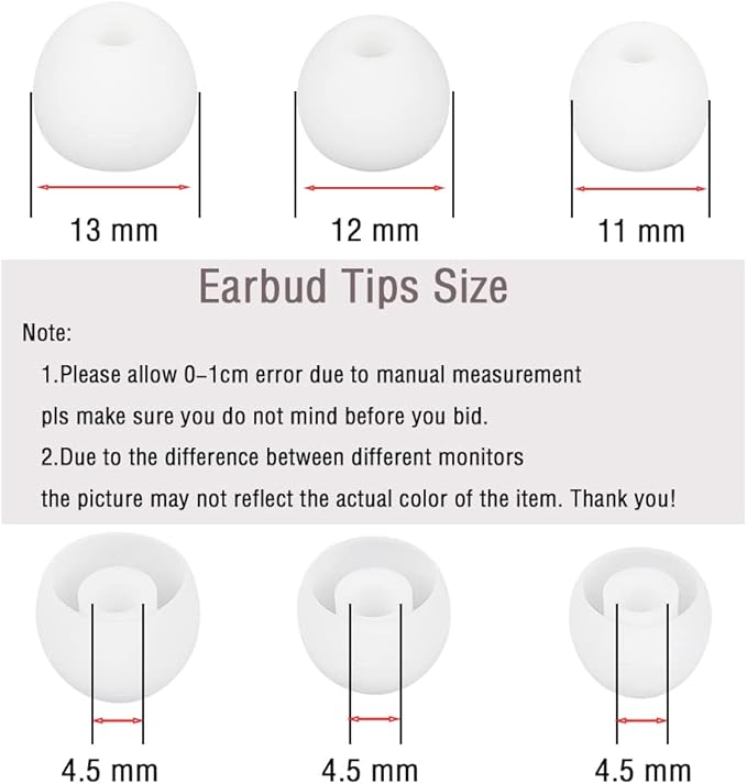 18 Pairs Silicone Ear Tips Replacement Earbud Tips for in- Ear Headphones Ear Covers (Inner Hole from 3.8mm-5.5mm Earphones) Earbud Replacement Tips Ear Bud Rubber Tips S M L