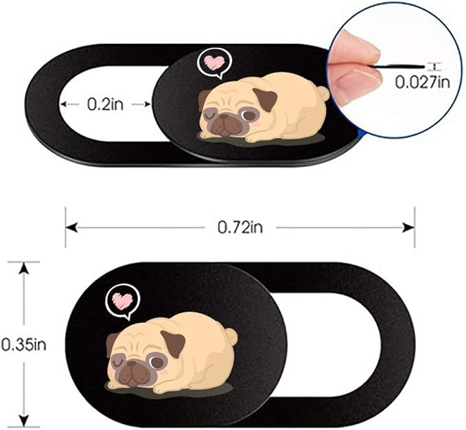 Laptop Camera Cover Slide 3 Pack Ultra Thin Slide Computer Webcam Covers for Echo Show, iPhone, iPad, Tablet, Chromebook, PC - Pug