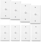 1-Port TV Cable Wall Jack F Connector Coax Video Jack Single Gang Wall Plates (White, 8 Pcs)