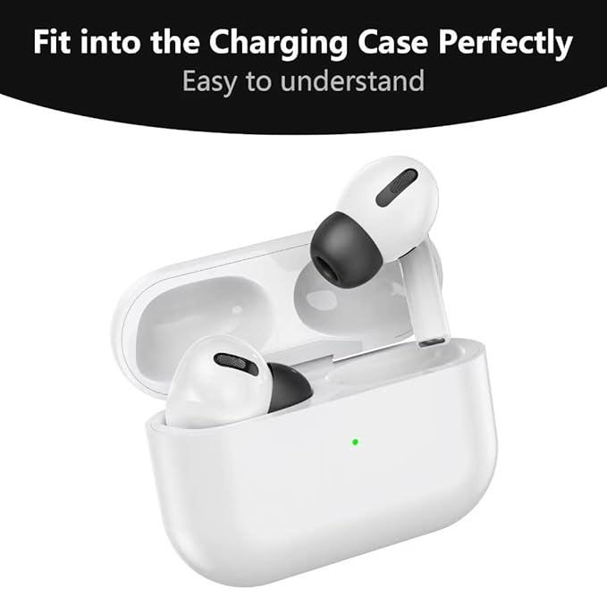 Lanwow Premium Memory Foam Tips for AirPods Pro & AirPods Pro 2nd Generation. No Silicone Eartips Pain. Anti-Slip Eartips. Fit in The Charging Case, 3 Pairs (Small, Black)