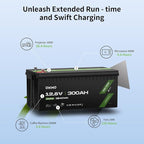 OKMO 12V 300Ah LiFePO4 Lithium Battery 150A BMS 3840Wh Rechargeable Battery for Solar Systerm,RV,Camping,Battery Backup,Marine and Home Energy Storage