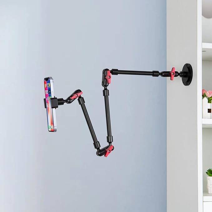 Super Upgraded Magic Arm with LED, 82cm Length, Phone Wall Mount Holder Bracket, Desk Mount, Phone Clip and Camera Clamp（Metal Base +82cm arms+Metal Clip