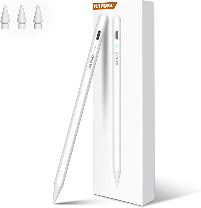 Stylus Pen for iPad 2018-2025: HATOKU 15 Mins Fast Charging Pencil Pro for iPad with Tilt Sensitivity Palm Rejection - Pen for iPad Air 3 4 5 M2 M3- Pro 11" 12.9" M4 - Mini 5 6-6 7 8 9 10 11th Gen