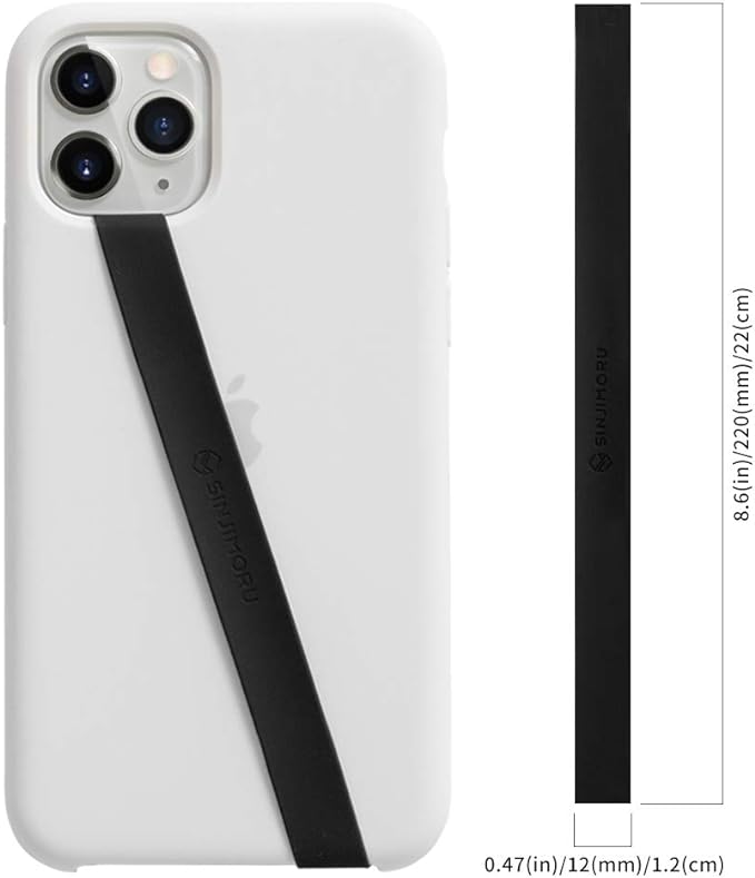 Sinjimoru Stretchable Silicone Phone Strap, Flexible and Elastic Grip Holder for iPhone & Android, Secure Phone Loops Finger Grip with Wireless Charging Support Sinji Loop Black