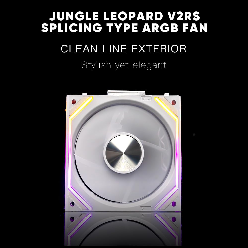 Jungle Leopard Interstellar V2 RS 120mm PC Reverse Blade Case Fan Infinity Mirror Module Daisy-Chain ARGB Fan Triple Pack Suitable Computer Cooling Fans 360mm AIO Cooler(White-3Pack)