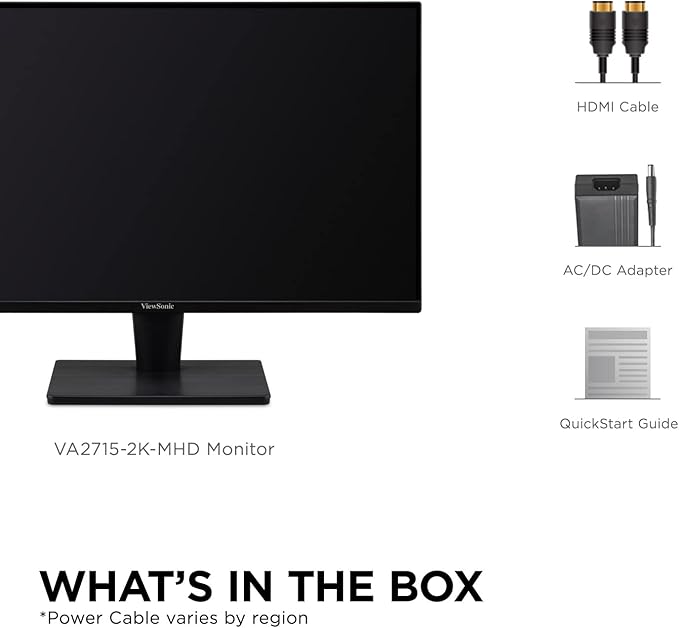 ViewSonic VA2715-2K-MHD 27 Inch 1440p LED Monitor with 100Hz, Ultra-Thin Bezels, HDMI and DisplayPort Inputs for Home and Office