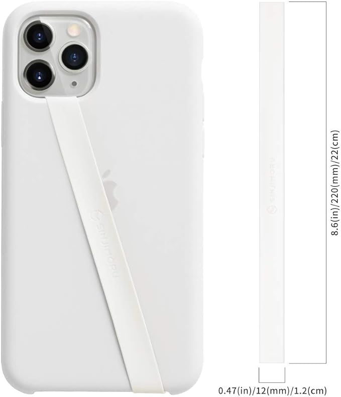 Sinjimoru Stretchable Silicone Phone Strap, Flexible and Elastic Grip Holder for iPhone & Android, Secure Phone Loops Finger Grip with Wireless Charging Support Sinji Loop White