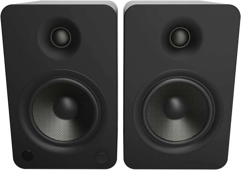 Kanto YU6 Powered Bookshelf Speakers with Bluetooth (Matte Black) with SP9 Desktop Stands (Black)