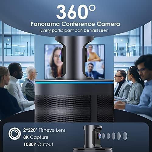 KanDao Meeting 360 Video Conference Camera, 8K Captured 1080P 360 Degree Meeting Room Camera, 8*Mics, 20W Speaker, Smart Tracking Zooming