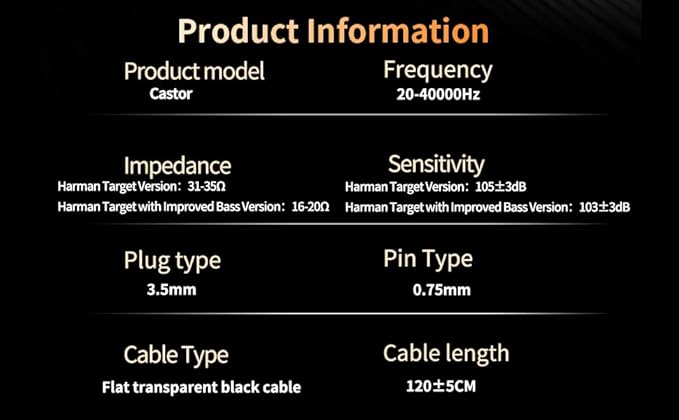 KZ Castor in Ear Monitor Headphones, HiFi Improved Bass Earphone Sound Tunable Noise Isolating IEMs, Dual-Dynamic Driver Wired Earbuds, 2PIN-C Detachable Cable for Singers Musicians