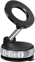 Vacuum Suction Magnetic Phone Holder, 2025 Upgraded Foldable Retractable Suction Cup Mount Magnetic Phone Mount for Your Car, 360° Adjustable Cell Phone Stand for Cars /Gyms/Mirrors/Smooth Surface