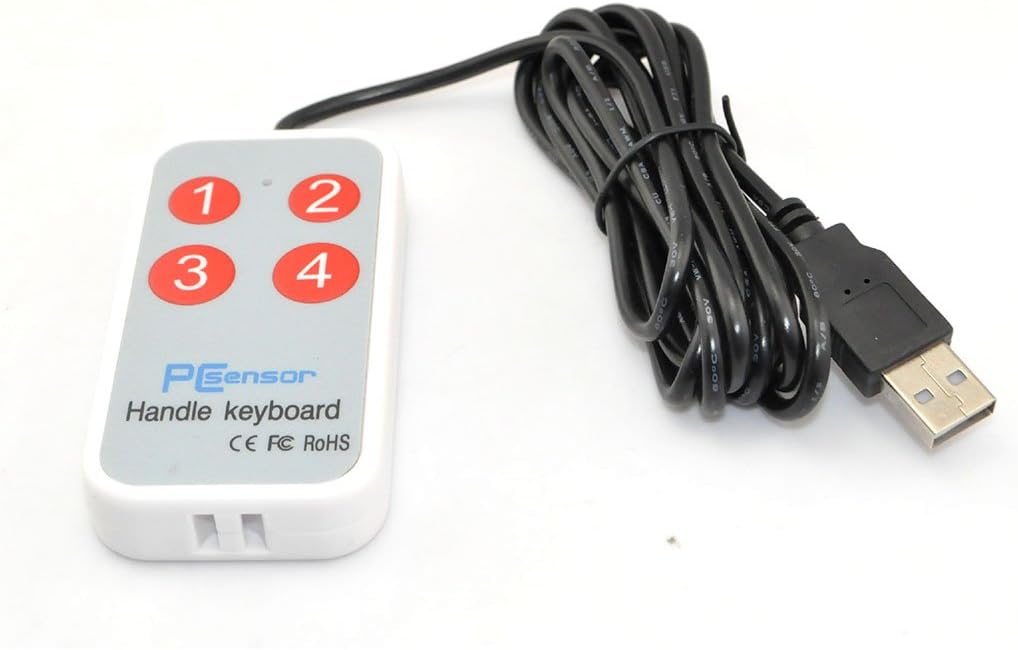 iKKEGOL 1.8Meter /6Feet USB Durable Game Handle Mini Button 4 Keys Switch User-Defined Keyboard for Game Laptop White