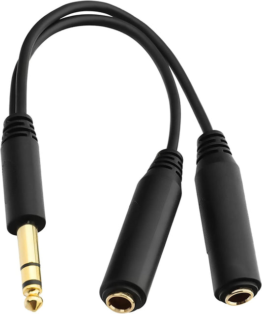 1/4 Splitter Cable, 1/4 Inch (6.35mm) TRS Male to Dual 1/4 Inch TRS Female Stereo Jack Adapter, Quarter inch TRS Headphone Splitter Cable - 8 inches/20cm