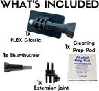 FLEX Classic flexible adhesive action camera mount for motorcycle windscreens, MX visor peaks, helmets, fairings, cowls, and more! Compatible with GoPro, Insta360, DJI, Sugru, and more (2pk)