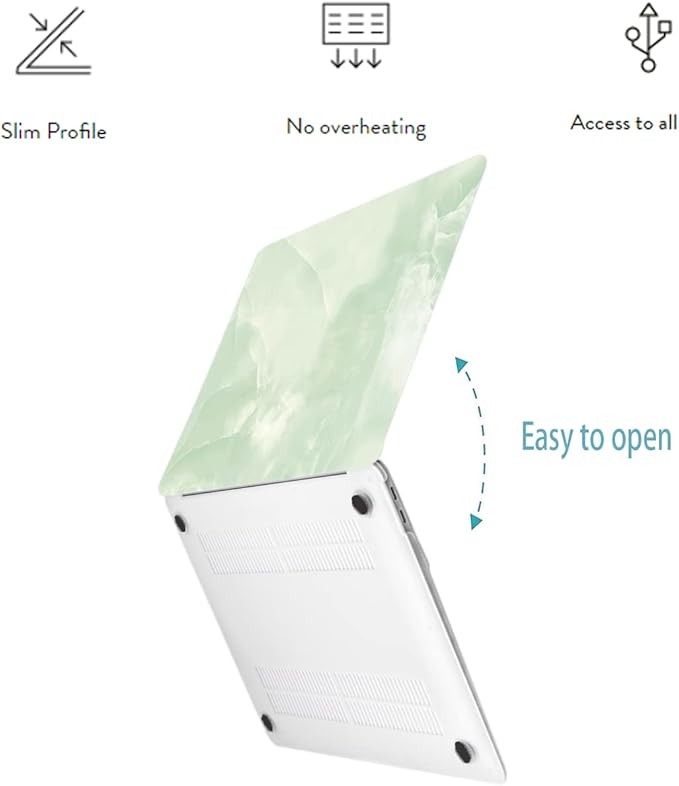 LanBaiLan Compatible for MacBook Pro 13 inch with Touch Bar 2016-2022 Release M1 M2 A2338 A2289 A2251 A2159 A1989 A1706 A1708 Plastic Laptop Protective Case & Keyboard Cover, Matcha Green Marble