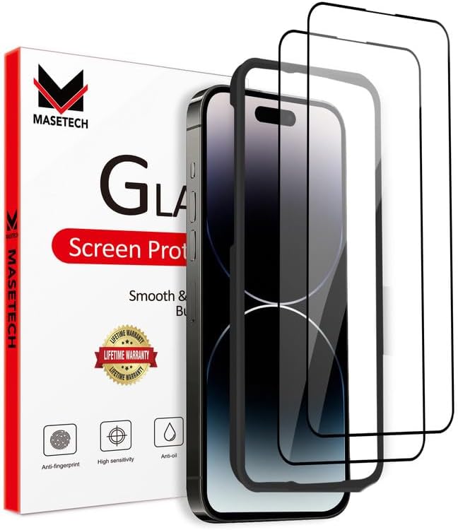 iPhone 14 Pro Screen Protector Tempered Glass Compatible with Apple Dynamic Island (2 Pack)
