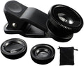Phone Fisheye Lens 3in1 Wide Angle Fish Eye Macro Lenses Clip-on Universal Lens Black Lens Attachments