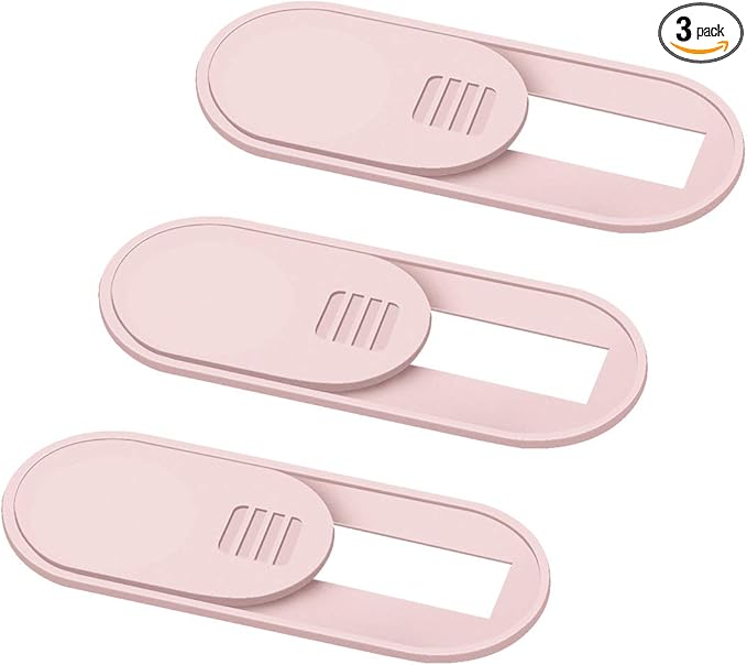 Laptop Camera Cover Slide, 0.028 Inch Ultra Thin Laptop Camera Cover Blocker, Laptop Accessories for iPhone MacBook Laptop, Desktop, PC, Tablet, Protect Your Visual Privacy Security (Pink-3 Pack)