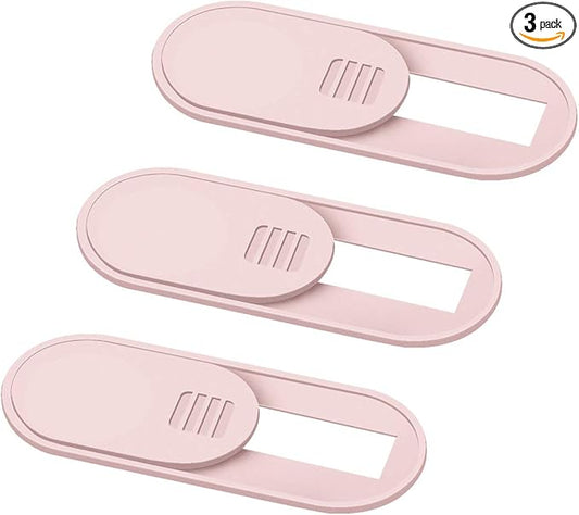 Laptop Camera Cover Slide, 0.028 Inch Ultra Thin Laptop Camera Cover Blocker, Laptop Accessories for iPhone MacBook Laptop, Desktop, PC, Tablet, Protect Your Visual Privacy Security (Pink-3 Pack)
