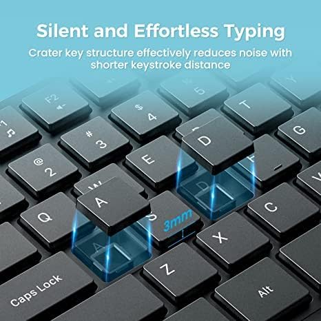 Wireless Keyboard and Mouse Combo, Lovaky 2.4G Full-Sized Ergonomic Keyboard, 3 DPI Adjustable Cordless USB Mouse, Quiet Click for Computer/Laptop/Windows/Mac (2 Pack, Black)