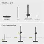 elitehood iPad Stand Floor, Height Adjustable Tablet Floor Stand with Heavy Base, 360° Rotatable Kinlde Holder for Reading in Bed, Fit 4.7''-13'' iPad mini Air Pro, Galaxy Tab, Kindle and Cell Phone