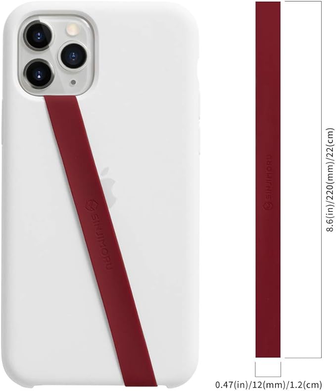 Sinjimoru Stretchable Silicone Phone Strap, Flexible and Elastic Grip Holder for iPhone & Android, Secure Phone Loops Finger Grip with Wireless Charging Support Sinji Loop Wine Red