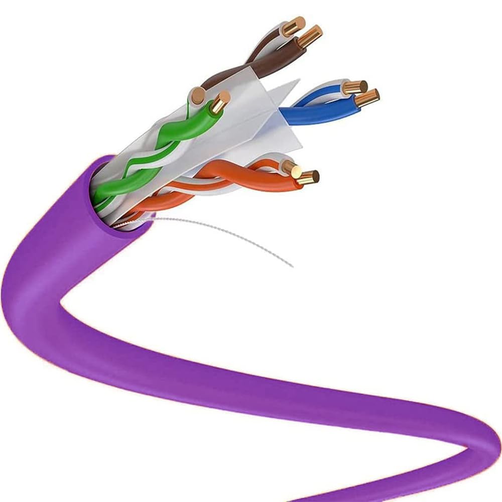 Dripstone CAT6 Ethernet Cable 1000ft Bulk Network LAN Wire 23AWG Solid UTP 550MHz High-Speed Internet Cable Gaming, Streaming, Office, Home Use, Pull Box, Cat6 Bulk, Stable Connectivity - Purple