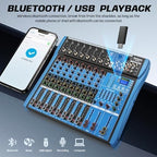 Professional Audio Mixer, 8 Channel, Input 48V Phantom Power Stereo Digital USB Bluetooth MP3 Computer Input, Build-in 16 Effect DSP, for Recording, Live Streaming, Podcasting MG80S