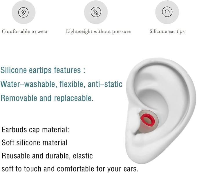 10 Pairs Small Earbud Tips Replacement Ear Tips for in- Ear Headphones Ear Bud Covers Silicone Earbuds Rubber Tips (Clear Red)