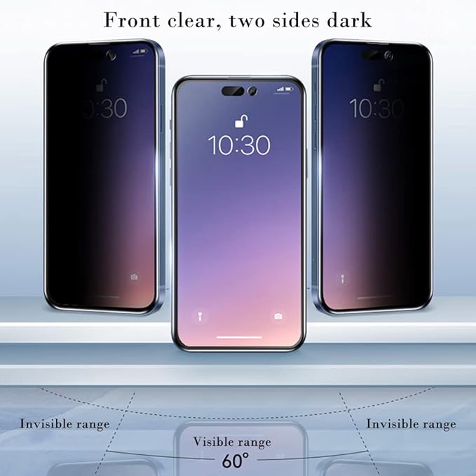 PERFECTSIGHT Privacy Screen Protector Compatible with iPhone 14 Pro 6.1 Inch, HD Clear Bubble Free Anti-Scratch Case Friendly Anti Blue Light Anti Spy 5X Stronger Tempered Glass